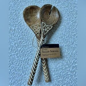 World Market Mango Wood Salad Serving Utensils with Artisanal Design